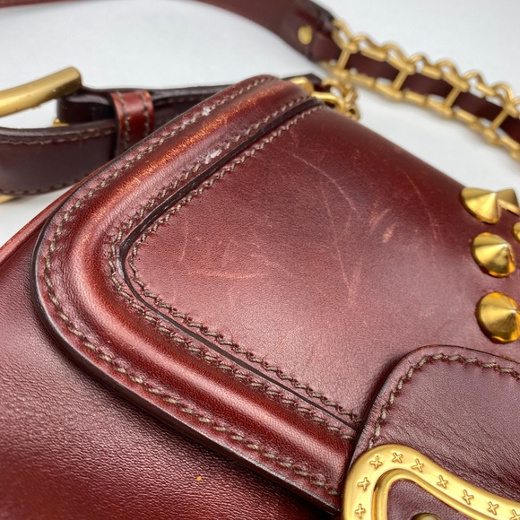 Miu Miu Y2K Burgundy Spike Studded Mini Bag - Picture 3 of 8